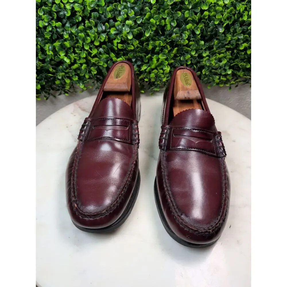 Dexter Burgundy Leather Penny Loafers Men's US 9.5 Made in USA Handsewn Dress